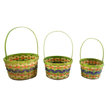 Bamboo Empty Easter Buckets for Office Party Supplies 3 Pieces